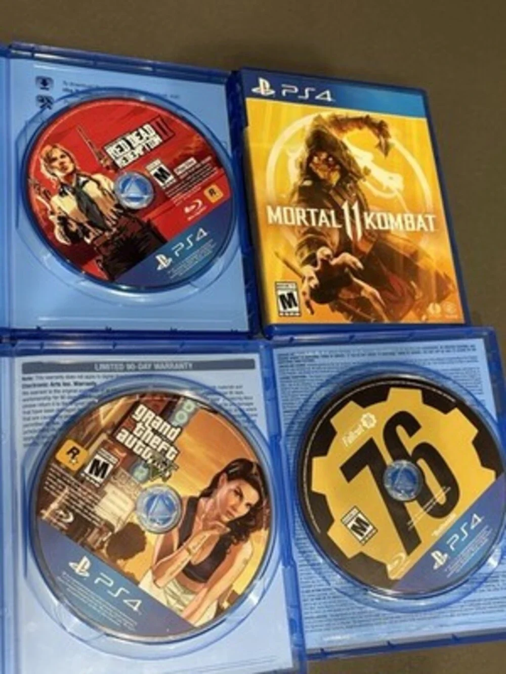 PS4 PlayStation 4 Game Bundle Mortal kombat 1, Fallout76, Gta5, Red Dead